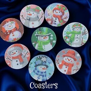 Festive Hand Crafted New Snowman Coasters Set